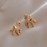 Boucles d'oreilles en zircone dorée Unicorn