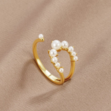 Bague élégante à perle en balancier