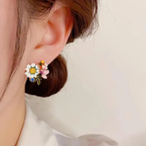Boucles d'oreilles élégantes Fleurs colorées