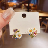 Boucles d'oreilles élégantes Fleurs colorées