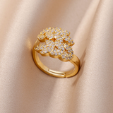 Bague feuille dorée brillante