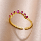 Bague en zircone rouge dorée