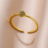 Bague sphérique en zircone vert doré