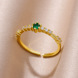 Bague en cristal vert doré