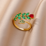 Bague rose zircone colorée dorée