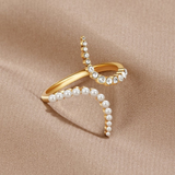Bague élégante en zircone et perle