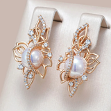 Boucles d'oreilles élégantes avec perles et zircons