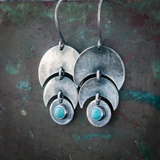 Boucles d'oreilles vintage en turquoise et argent
