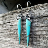 Boucles d'oreilles vintage en pierre turquoise pointue