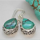 Boucles d'oreilles vintage en pierre turquoise naturelle