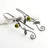 Boucles d'oreilles vintage en zircone jaune en forme de feuille