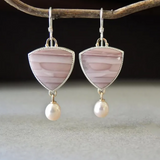 Boucles d'oreilles vintage en pierre rose et perles