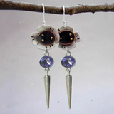 Boucles d'oreilles vintage fleur cristal bleu