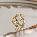 Bague étoile en or et perle