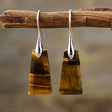 Boucles d'oreilles vintage en pierre naturelle brune