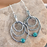 Boucles d'oreilles vintage circulaires en argent et turquoise