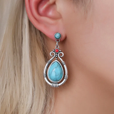 Boucles d'oreilles pendantes vintage en pierre turquoise