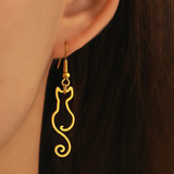 Boucles d'oreilles vintage chat dorées