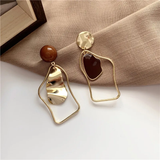 Boucles d'oreilles vintage brun doré