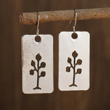 Boucles d'oreilles vintage en argent en forme d'arbre creux