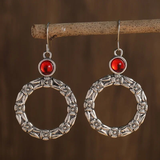 Boucles d'oreilles vintage cercle zircone rouge