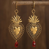 Boucles d'oreilles vintage avec zircone rouge et palmier