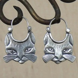 Boucles d'oreilles vintage en argent avec moustaches de chat