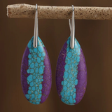 Boucles d'oreilles vintage avec pierres bleues et violettes