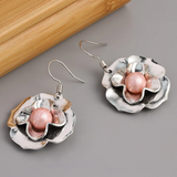 Boucles d'oreilles vintage en perles roses