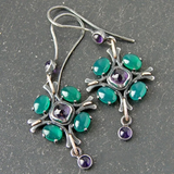 Boucles d'oreilles vintage en zircone verte