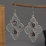 Boucles d'oreilles vintage en cristal violet mandala