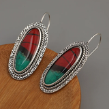 Boucles d'oreilles vintage en pierre rouge et verte