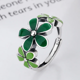 Bague vintage à fleur verte