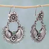 Boucles d'oreilles pendantes vintage en argent avec fleurs
