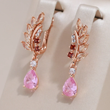 Boucles d'oreilles élégantes en zirconium rose