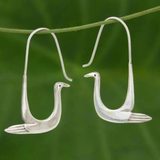 Boucles d'oreilles vintage en argent en forme de cygne