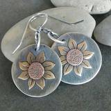 Boucles d'oreilles vintage en forme de tournesol arrondi