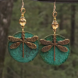 Boucles d'oreilles vintage libellule en or