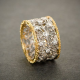 Bague vintage en zircone avec motif lierre