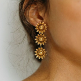 Boucles d'oreilles pendantes vintage tournesol