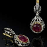 Boucles d'oreilles vintage en cristal et grenat