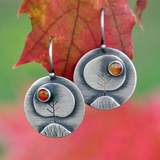 Boucles d'oreilles vintage en pierre orange et nature