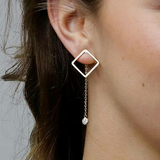 Boucles d'oreilles vintage carrées en argent