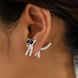 Boucles d'oreilles vintage avec chat blanc