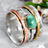 Bague vintage en or et argent avec pierre