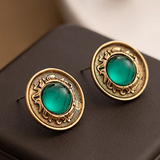 Boucles d'oreilles vintage en cristal turquoise et or