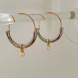 Boucles d'oreilles vintage en or et argent avec perles