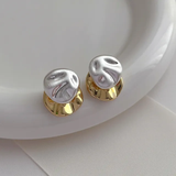 Boucles d'oreilles vintage en or et argent irrégulières