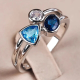 Bague vintage en cristal incrusté de bleu