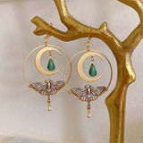 Boucles d'oreilles vintage Golden Moon Dragonfly